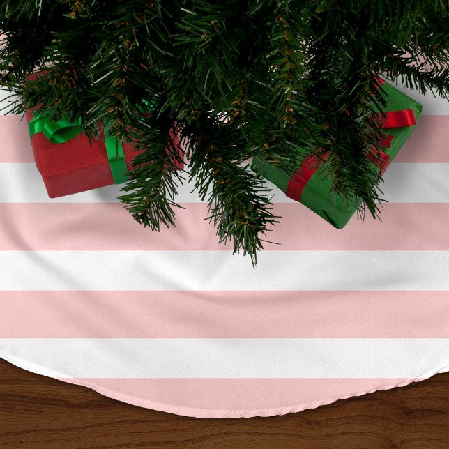 Light Pink Preppy Stripes Brushed Polyester Tree Skirt (Creator Uploaded)