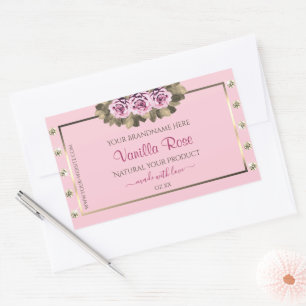 Light Pink Product Packaging Labels Roses Diamonds