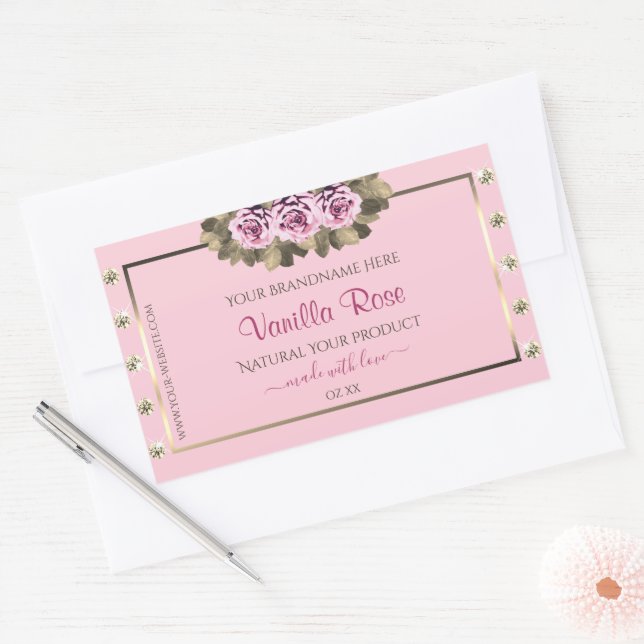 Light Pink Product Packaging Labels Roses Diamonds (Envelope)