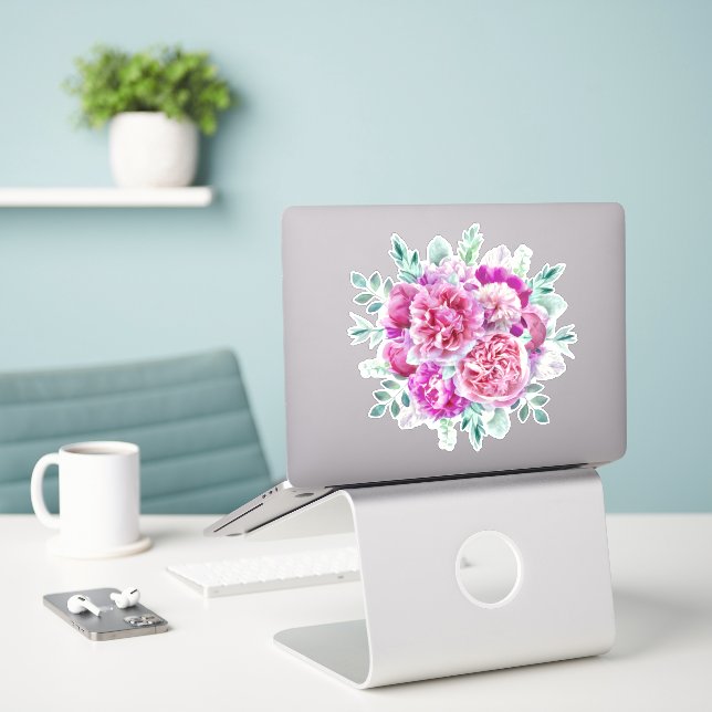 Light Pink & Purple Peonies  (Laptop On Desk)