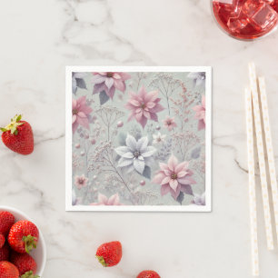 Light Pink & Purple Poinsettia Découpage Napkins