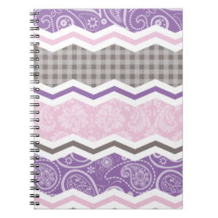Light Pink, Purple, & Taupe Country Patterns Spiral Notebook