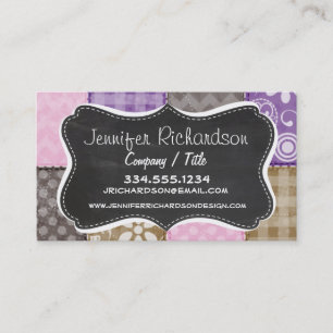 Light Pink, Purple, & Taupe Quilted Look Business Card