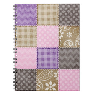 Light Pink, Purple, & Taupe Quilted Look Spiral Notebook