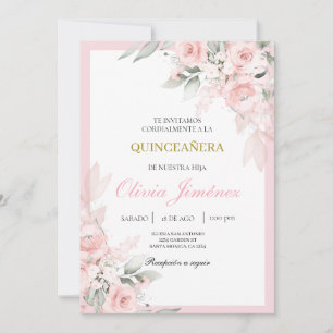 Light pink quinceañera invitation