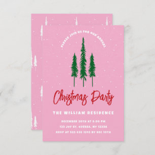 Light Pink Red & Green Christmas Party Invitation