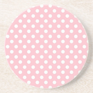 Light Pink Retro Polka Dots Pattern Coaster