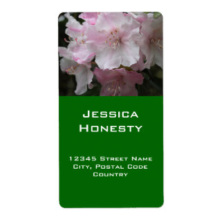 light pink rhododendron flowers address label