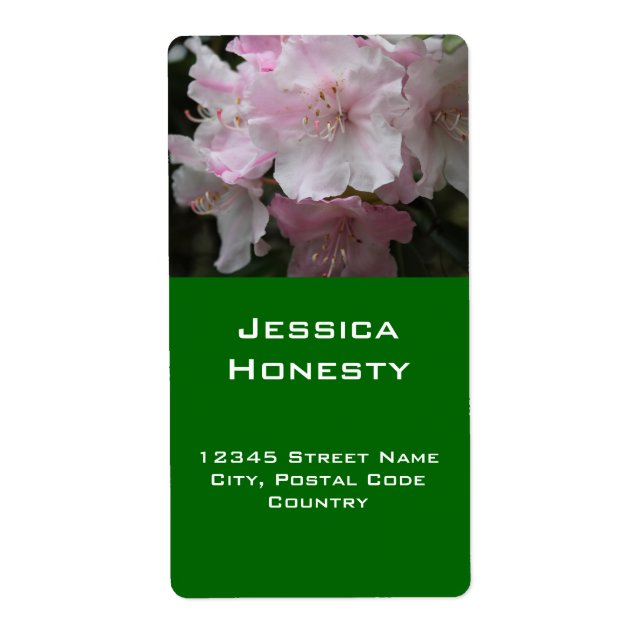 light pink rhododendron flowers address label (Front)