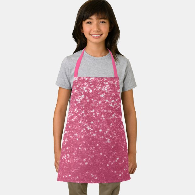 Light pink rose faux sparkles glitter apron (Insitu)