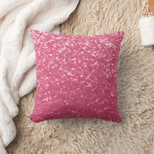 Light pink rose faux sparkles glitter cushion (Blanket)