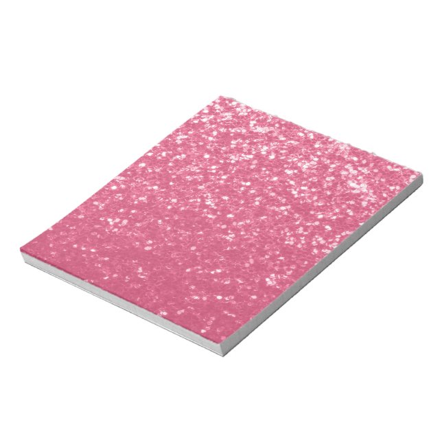 Light pink rose faux sparkles glitter notepad (Rotated)