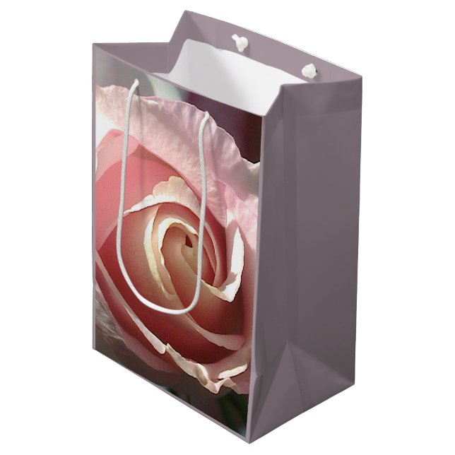Light pink rose medium gift bag (Front Angled)