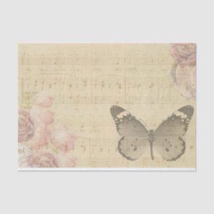 Light Pink Roses and Butterfly on Sheet Music