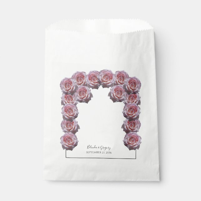 Light Pink Roses Wedding  Favour Bags (Front)