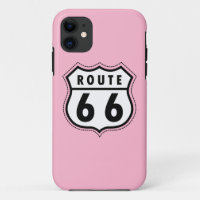 Light Pink Route 66 Road Sign