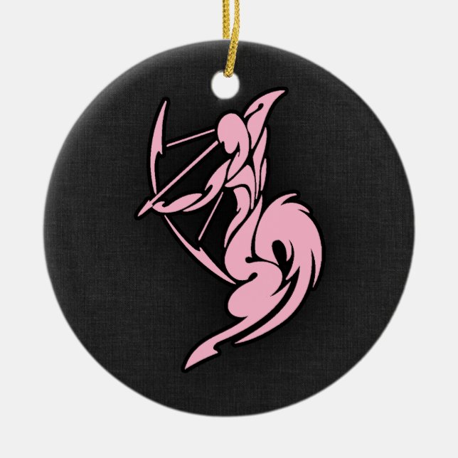 Light Pink Sagittarius Ceramic Tree Decoration (Front)