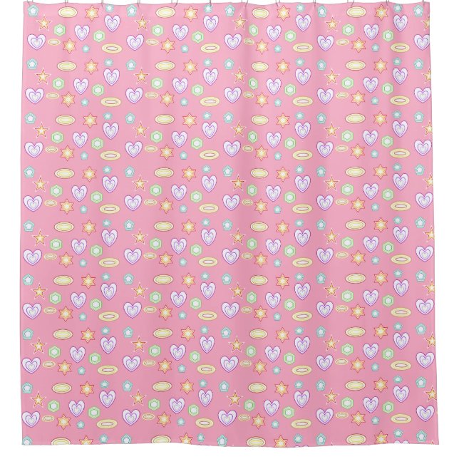Light pink Shapes  Shower Curtain (Front)