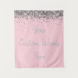 Light Pink Silver Birthday Party Photo Booth Prop Tapestry
