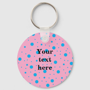 Light pink sky blue tiny and big polka dots key ring