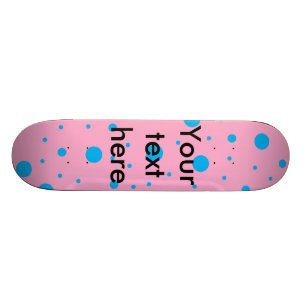 Light pink sky blue tiny and big polka dots skateboard
