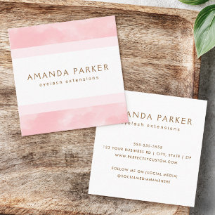 Light pink soft watercolor elegant spa boutique square business card