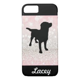 Light Pink Sparkle Dog Personalised Case-Mate iPhone Case