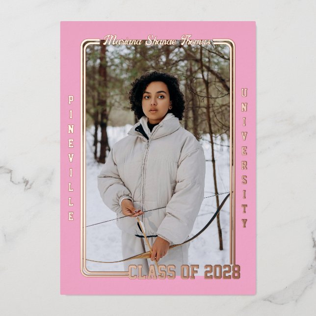 Light Pink Sports Card Foil Grad Announcement (Front)