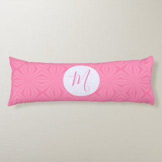 Light Pink Squiggly Squares Personalise Initial Body Cushion