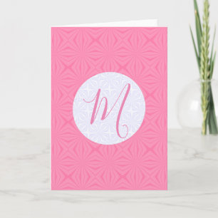 Light Pink Squiggly Squares Personalise Initial Card