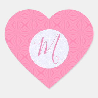 Light Pink Squiggly Squares Personalised Initial Heart Sticker