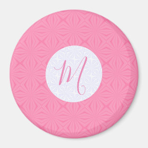 Light Pink Squiggly Squares Personalised Initial Magnet