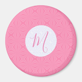 Light Pink Squiggly Squares Personalised Initial  Magnet