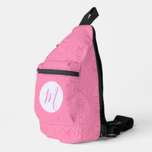 Light Pink Squiggly Squares Personalised Initial Sling Bag