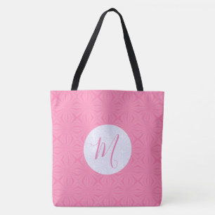 Light Pink Squiggly Squares Personalised Initial Tote Bag