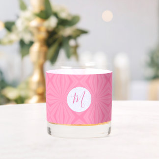 Light Pink Squiggly Squares Personalised Initial Whiskey Glass