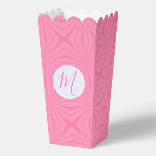 Light Pink Squiggly Squares Personalised Popcorn Favour Box