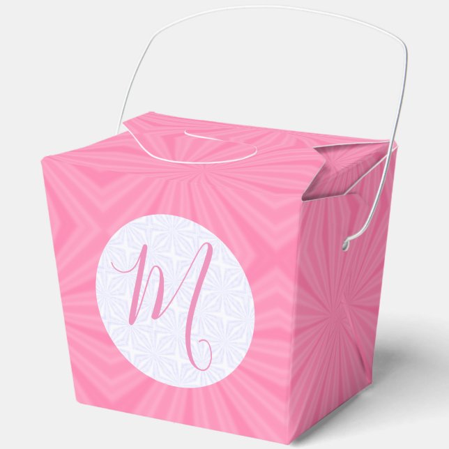 Light Pink Squiggly Squares Personalized Take Out Favour Box (Front)