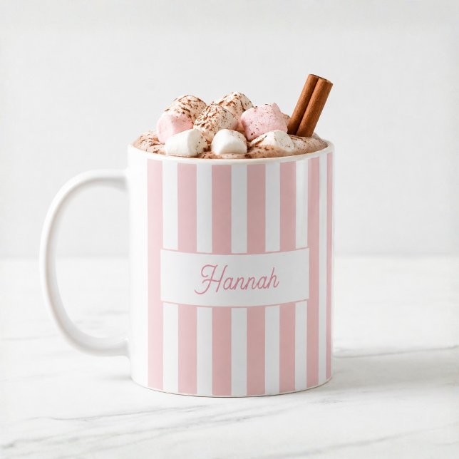 Light Pink Stripe Monogram Coffee Mug (Creator Uploaded)