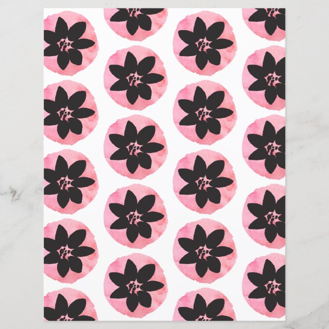 Light Pink Tropical Flower Pattern Scrapbook Paper (Front)