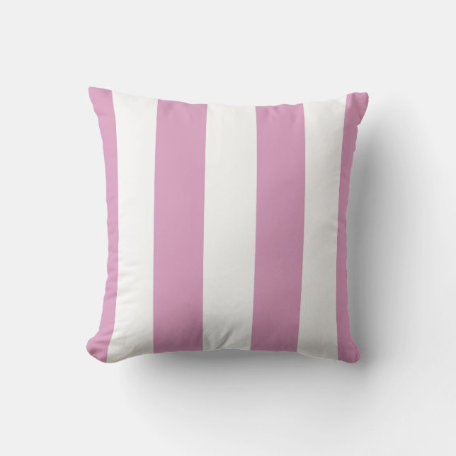 Light Pink Vertical Stripes Outdoor Throw Pillow (Front)