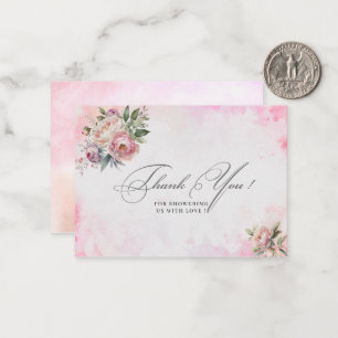 Light Pink Watercolor Flowers baby shower thank yo Card