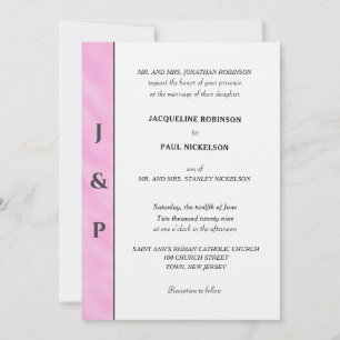 Light Pink Watercolor Grey Monogram Invitation