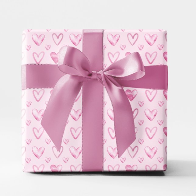 Light Pink Watercolor Hearts Wrapping Paper (Light Pink Watercolor Hearts Wrapping Paper)