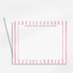 Light Pink Watercolor Striped Stationery Note Card