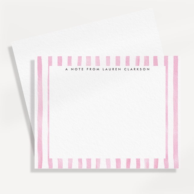 Light Pink Watercolor Striped Stationery Note Card (Creator Uploaded)
