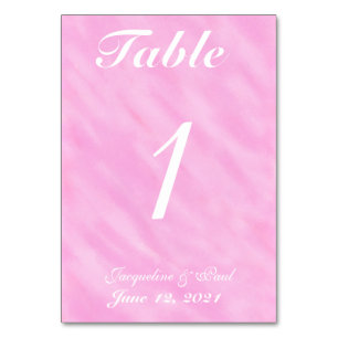 Light Pink Watercolor Wedding Table No. Cards