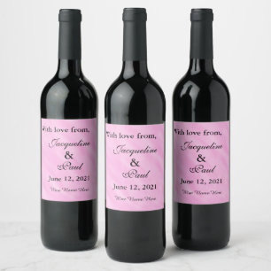 Light Pink Watercolor Wedding Thank You Wine Label