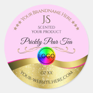 Light Pink Wavy Gold Logo Monogram Product Label