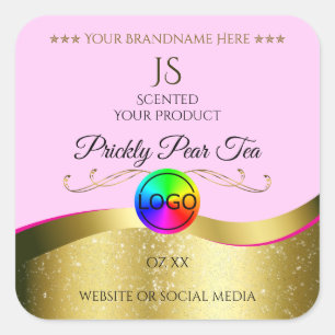 Light Pink Wavy Gold Logo Monogram Product Label